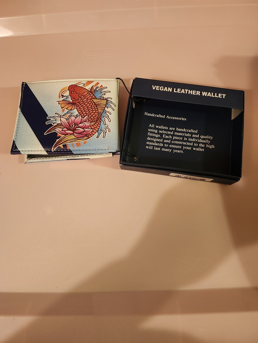 Koi Print Vegan Leather Card Holder - Light Blue & Pink